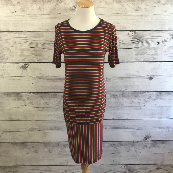 LuLaRoe Dresses & Skirts - LulaRoe Julia Striped Bodycon Midi Dress Size M